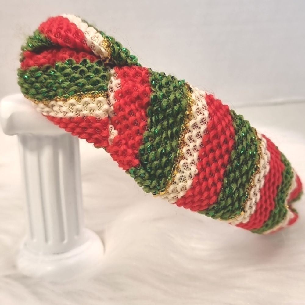 👋 HOMESPUN CHRISTMAS HEADBAND red white green textured | Mix And Match 3/$20
